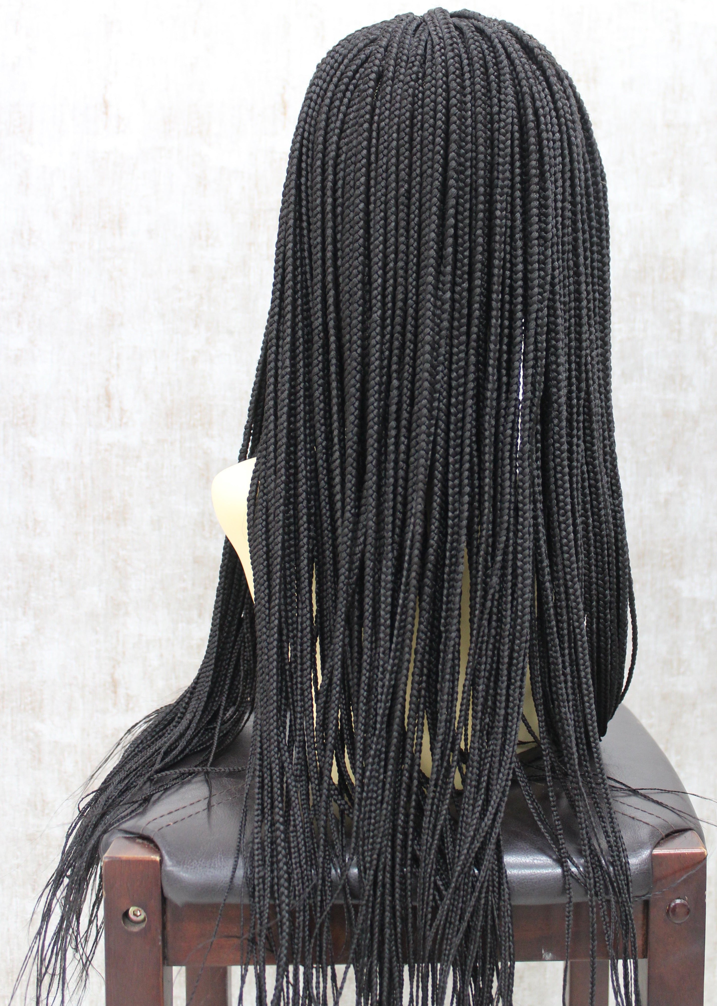 JOANNE- HAND BRAIDED BLACK CORNROWED FRONT WIG