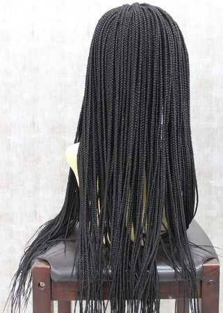 JOANNE- HAND BRAIDED BLACK CORNROWED FRONT WIG