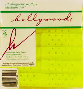 HOLLYWOOD MAGNETIC ROLLERS 12PC MEDIUM YELLOW  7/8"