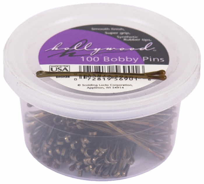 HOLLYWOOD BOBBY PIN 100 PCS BRONZE tub