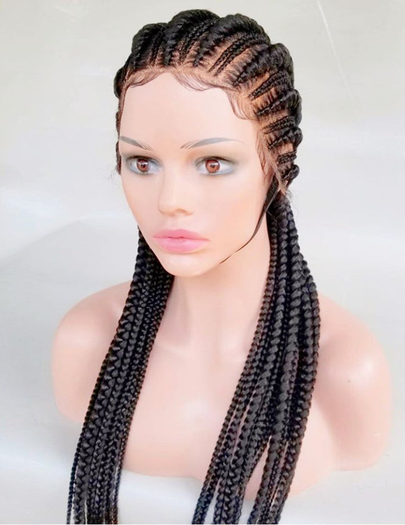 RIRI- HAND BRAIDED ALL BACK CORNROWED WIG