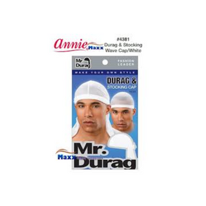 ANNIE MR DURAG SOLID DURAG & STOCKING CAP WHITE