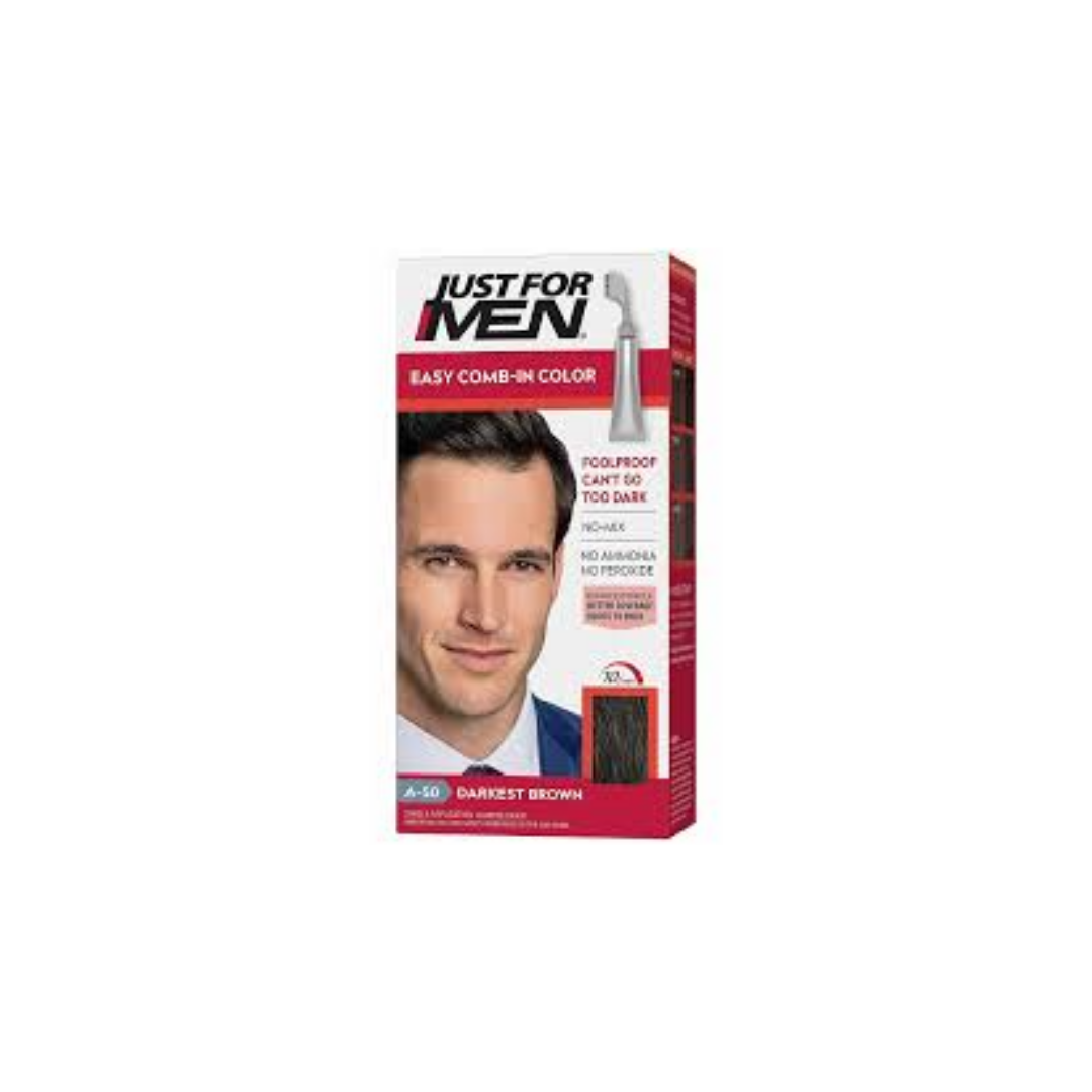 JUST FOR MEN EASY COMB IN AUTO STOP DARKEST BROWN A-50