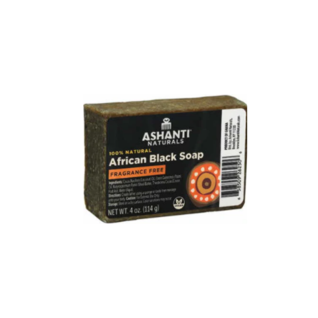ASHANTI NATURAL AFRICAN BLACK SOAP BAR FRAGRANCE FREE 4oz